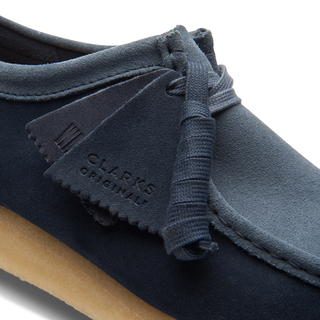 Dark blue clarks clearance wallabees